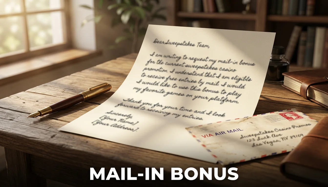 Sweepstakes casino mail-in bonus free entry